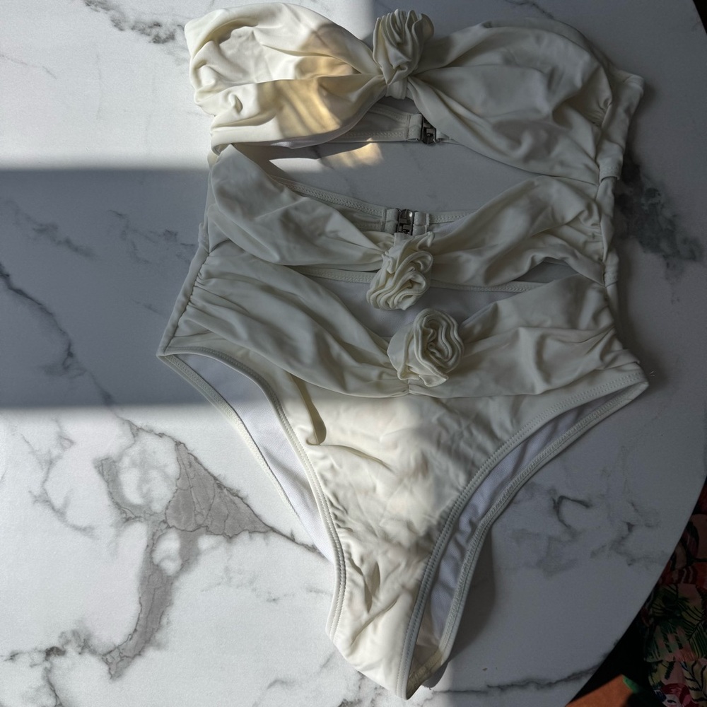 Elegant Cream One-Piece Swimsuit